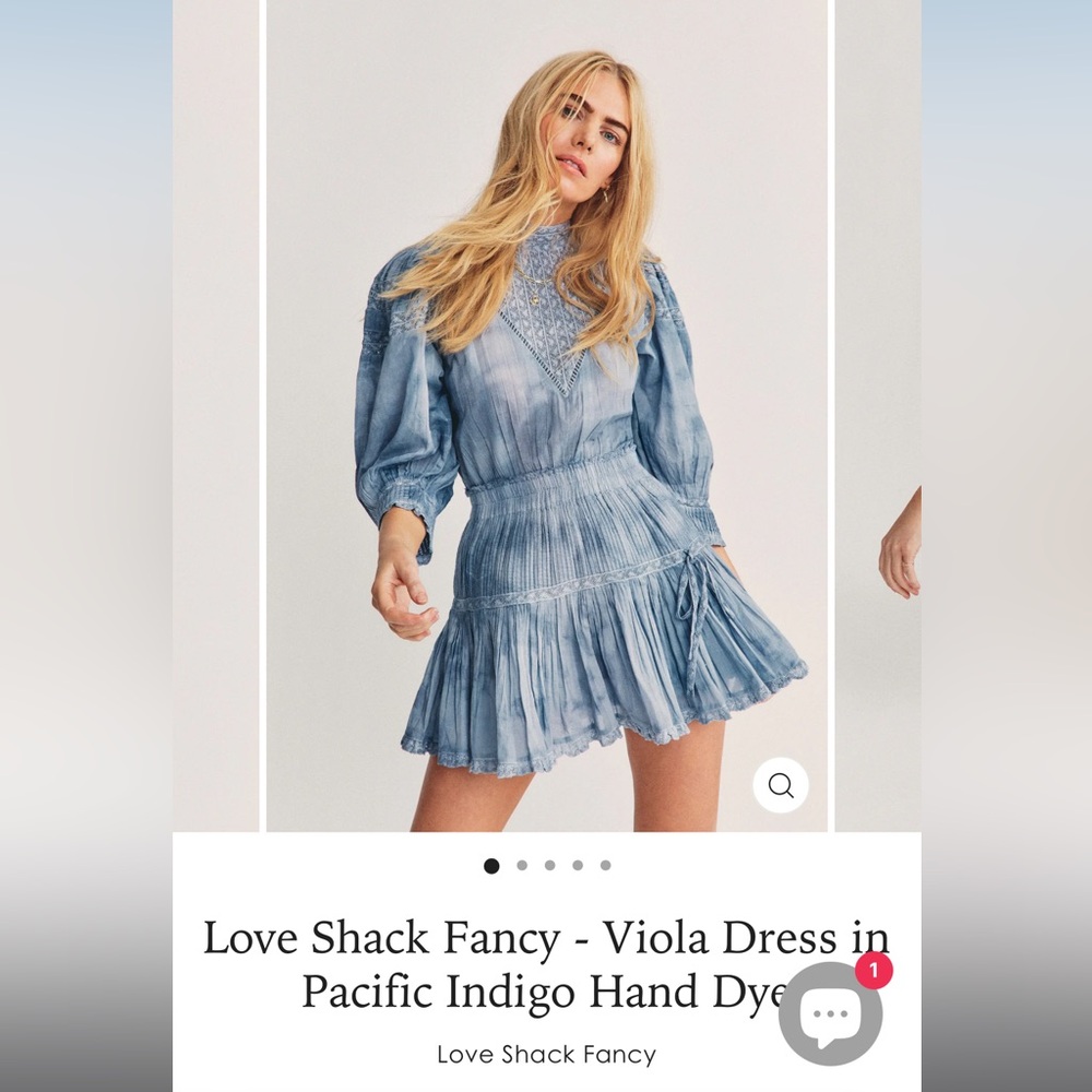 Love Shack Fancy Viola dress in pacific Indigo sz Xs